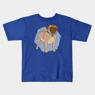 Cute Pug Dog Illustration Kids T-Shirt